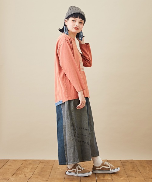 CUBE SUGAR（キューブシュガー）の「WEB限定オーバーダイロゴリメイクデニムスカート（デニムスカート・レディース・グレー/ベージュ・M）」の11枚目の写真