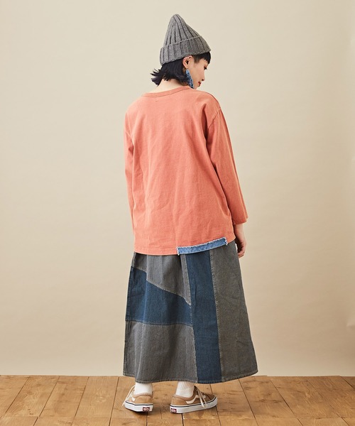 CUBE SUGAR（キューブシュガー）の「WEB限定オーバーダイロゴリメイクデニムスカート（デニムスカート・レディース・グレー/ベージュ・M）」の12枚目の写真