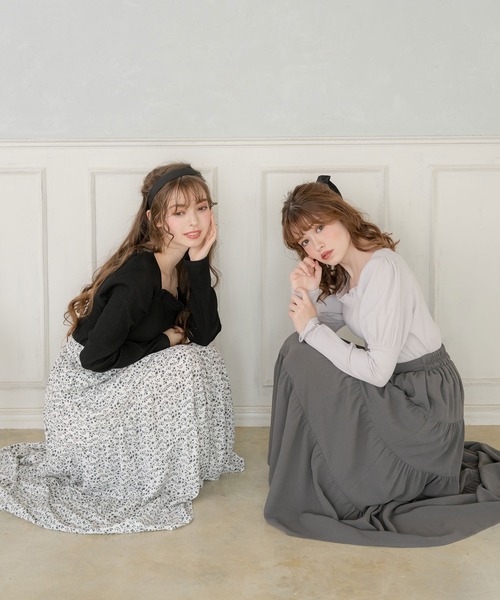 DearMyLoveRose(ディアマイラブローズ)の「ティアードロングスカート(スカート・レディース・ホワイト/チャコールグレー/ブラック/ピンク・MEDIUM/LARGE/X-LARGE/XX-LARGE)」の6枚目の写真