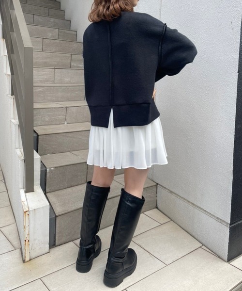 one after another NICE CLAUP(ワンアフターアナザーナイスクラップ)の「コーデのお悩み解決 2枚セットチュニック(スウェット・レディース・ブラック/ピンク/アイボリー・FREE)」の7枚目の写真