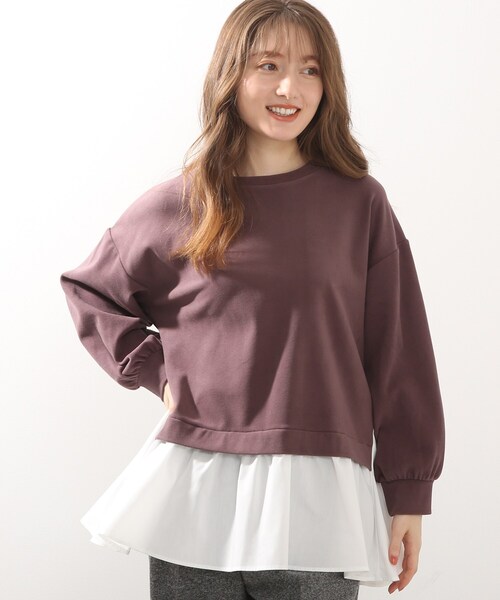 DRESKIP（ドレスキップ）の「◆触り心地に納得。裾レイヤード風（Tシャツ/カットソー・レディース・ブラック/ダークグリーン/サンドベージュ/パープル系4・03/04/02）」の4枚目の写真