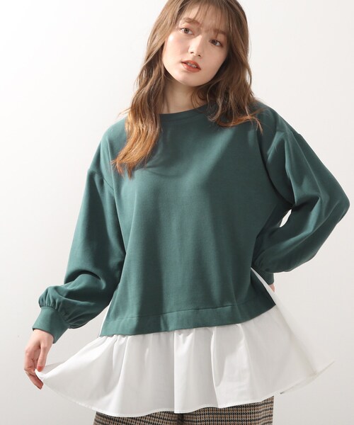 DRESKIP（ドレスキップ）の「◆触り心地に納得。裾レイヤード風（Tシャツ/カットソー・レディース・ブラック/ダークグリーン/サンドベージュ/パープル系4・03/04/02）」の3枚目の写真