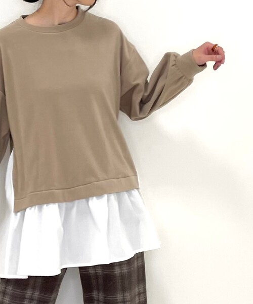 DRESKIP（ドレスキップ）の「◆触り心地に納得。裾レイヤード風（Tシャツ/カットソー・レディース・ブラック/ダークグリーン/サンドベージュ/パープル系4・03/04/02）」の5枚目の写真