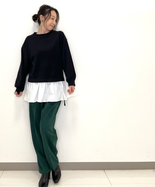 DRESKIP（ドレスキップ）の「◆触り心地に納得。裾レイヤード風（Tシャツ/カットソー・レディース・ブラック/ダークグリーン/サンドベージュ/パープル系4・03/04/02）」の6枚目の写真