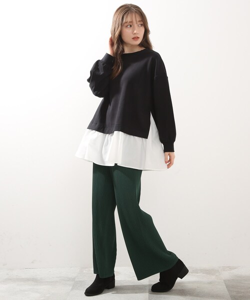 DRESKIP（ドレスキップ）の「◆触り心地に納得。裾レイヤード風（Tシャツ/カットソー・レディース・ブラック/ダークグリーン/サンドベージュ/パープル系4・03/04/02）」の11枚目の写真