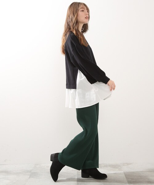 DRESKIP（ドレスキップ）の「◆触り心地に納得。裾レイヤード風（Tシャツ/カットソー・レディース・ブラック/ダークグリーン/サンドベージュ/パープル系4・03/04/02）」の12枚目の写真