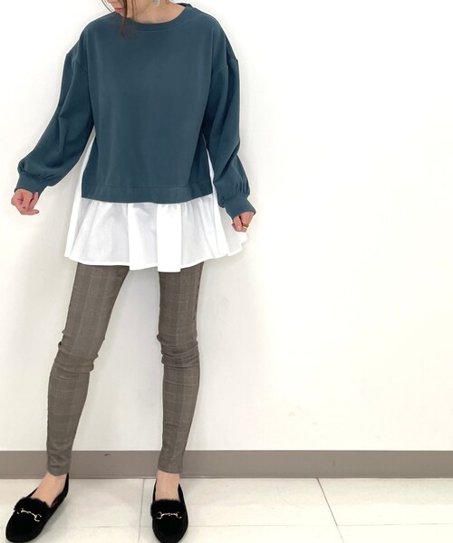 DRESKIP（ドレスキップ）の「◆触り心地に納得。裾レイヤード風（Tシャツ/カットソー・レディース・ブラック/ダークグリーン/サンドベージュ/パープル系4・03/04/02）」の14枚目の写真