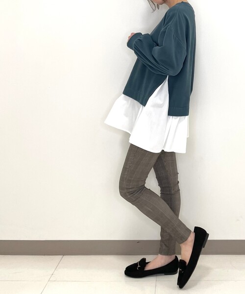 DRESKIP（ドレスキップ）の「◆触り心地に納得。裾レイヤード風（Tシャツ/カットソー・レディース・ブラック/ダークグリーン/サンドベージュ/パープル系4・03/04/02）」の16枚目の写真