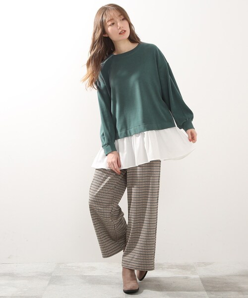 DRESKIP（ドレスキップ）の「◆触り心地に納得。裾レイヤード風（Tシャツ/カットソー・レディース・ブラック/ダークグリーン/サンドベージュ/パープル系4・03/04/02）」の19枚目の写真