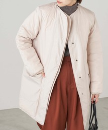 2WAYリバーシブル キルティングノーカラーダウンコート