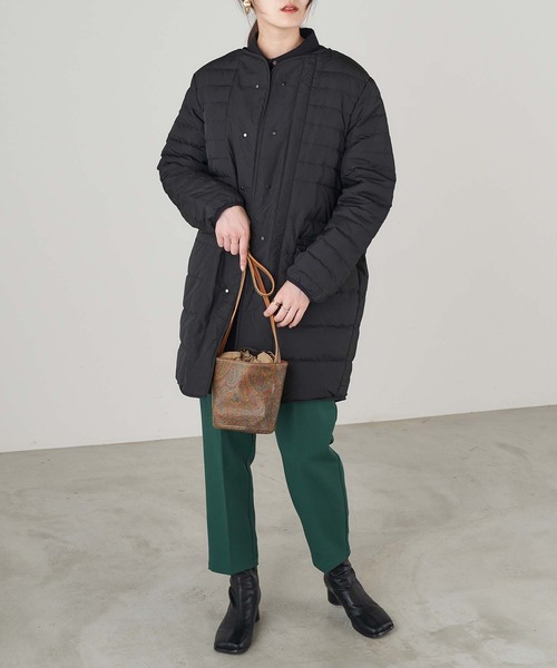 Chaco closet（チャコ クローゼット）の「2WAYリバーシブル キルティングノーカラーダウンコート（ダウンジャケット/コート・レディース・ブラック/ベージュ/グレー・FREE）」の9枚目の写真