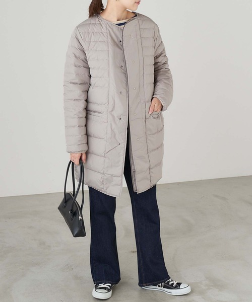 Chaco closet（チャコ クローゼット）の「2WAYリバーシブル キルティングノーカラーダウンコート（ダウンジャケット/コート・レディース・ブラック/ベージュ/グレー・FREE）」の13枚目の写真