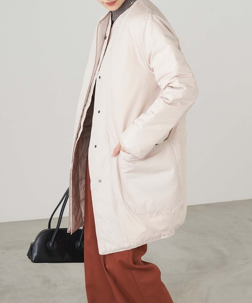 Chaco closet（チャコ クローゼット）の「2WAYリバーシブル キルティングノーカラーダウンコート（ダウンジャケット/コート・レディース・ブラック/ベージュ/グレー・FREE）」の16枚目の写真