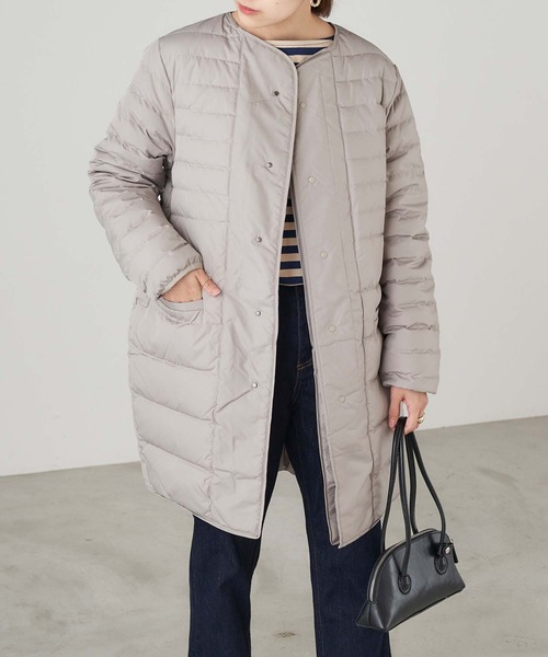 Chaco closet（チャコ クローゼット）の「2WAYリバーシブル キルティングノーカラーダウンコート（ダウンジャケット/コート・レディース・ブラック/ベージュ/グレー・FREE）」の10枚目の写真