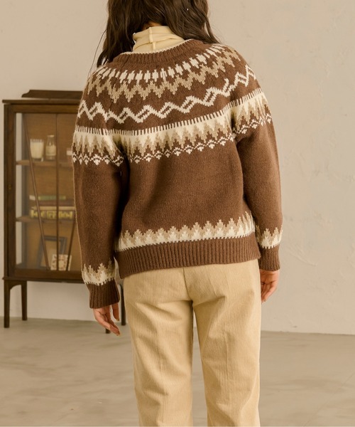 Ambre Neige(アンブルネージュ)の「ノルディック柄ニット/【WEB/EC限定商品】(ニット/セーター・レディース・ダークブラウン/アイボリー・FREE)」の7枚目の写真