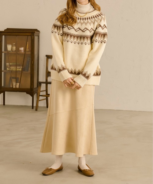 Ambre Neige(アンブルネージュ)の「ノルディック柄ニット/【WEB/EC限定商品】(ニット/セーター・レディース・ダークブラウン/アイボリー・FREE)」の6枚目の写真
