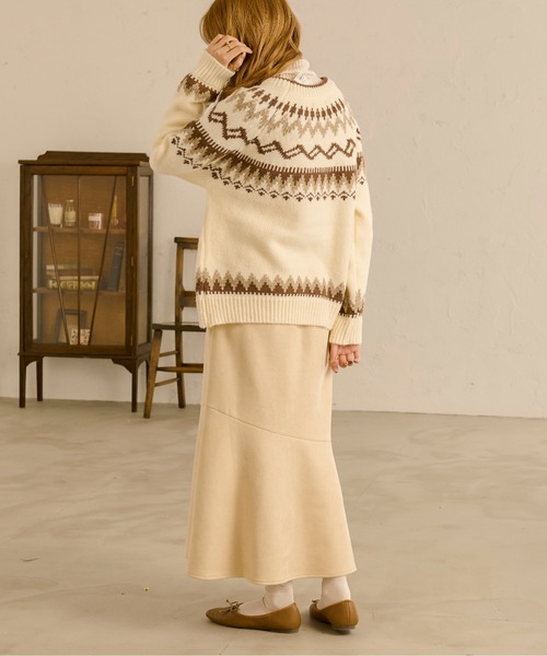 Ambre Neige(アンブルネージュ)の「ノルディック柄ニット/【WEB/EC限定商品】(ニット/セーター・レディース・ダークブラウン/アイボリー・FREE)」の8枚目の写真
