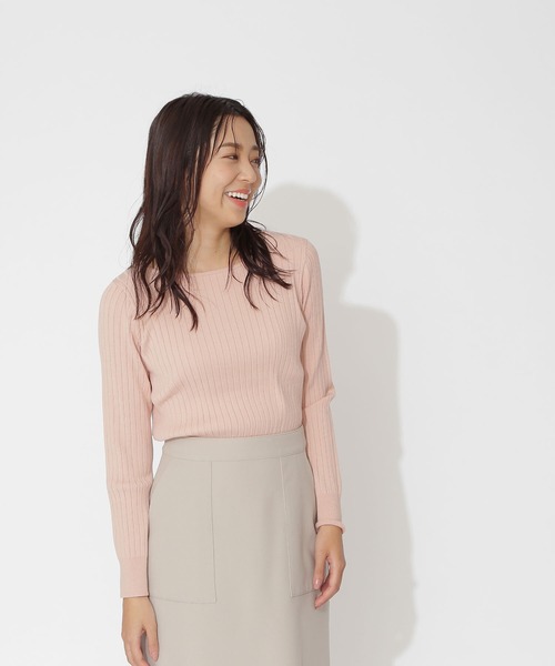 NATURAL BEAUTY BASIC(ナチュラルビューティーベーシック)の「スプリングベーシックニット(ニット/セーター・レディース・オフホワイト/ピンク/ネイビー/グリーン・MEDIUM)」の4枚目の写真