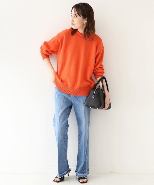LE DENIM ハイライズスリムスリットファイブポケットパンツ
