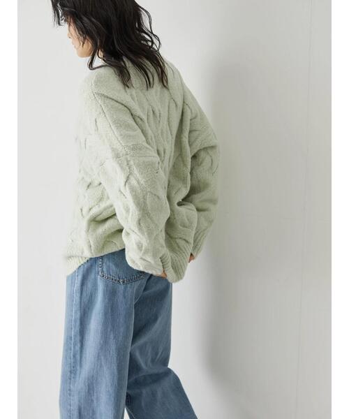 AMERICAN HOLIC（アメリカンホリック）の「フワフワケーブルニットプルオーバー（ニット/セーター・レディース・ミント/ライトベージュ・M/L）」の20枚目の写真