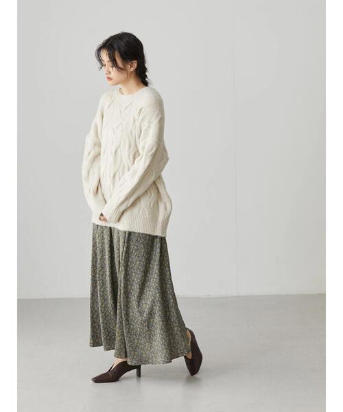 AMERICAN HOLIC（アメリカンホリック）の「フワフワケーブルニットプルオーバー（ニット/セーター・レディース・ミント/ライトベージュ・M/L）」の11枚目の写真