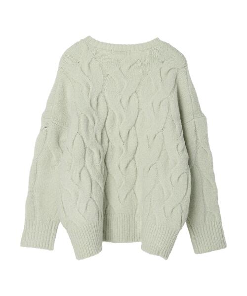 AMERI アメリ 毛混 ローゲージ ニット セーター ケーブル ベージュ Ameri（アメリ）の「UNDRESSED ASYMMETRY CABLE KNIT（ニット