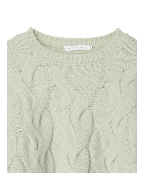 AMERICAN HOLIC（アメリカンホリック）の「フワフワケーブルニットプルオーバー（ニット/セーター・レディース・ミント/ライトベージュ・M/L）」の8枚目の写真