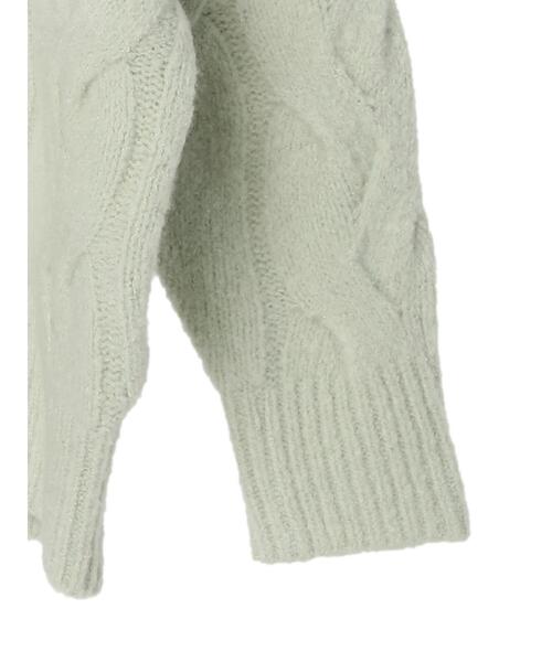 AMERICAN HOLIC（アメリカンホリック）の「フワフワケーブルニットプルオーバー（ニット/セーター・レディース・ミント/ライトベージュ・M/L）」の7枚目の写真