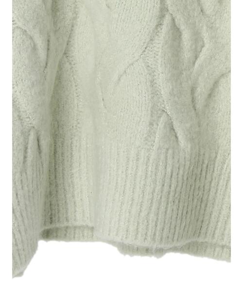 AMERICAN HOLIC（アメリカンホリック）の「フワフワケーブルニットプルオーバー（ニット/セーター・レディース・ミント/ライトベージュ・M/L）」の6枚目の写真