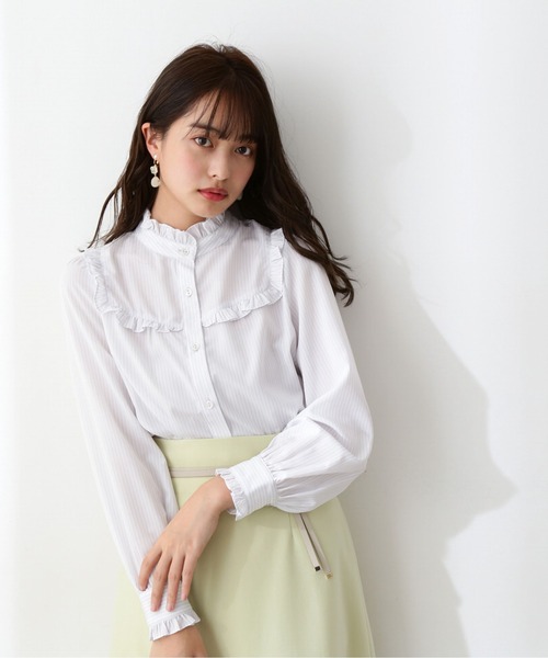 PROPORTION BODY DRESSING(プロポーションボディドレッシング)の「ストライプボウタイ付きブラウス / 1212110202(シャツ/ブラウス・レディース・パープル/グレー/ブラウン・SMALL/MEDIUM)」の4枚目の写真