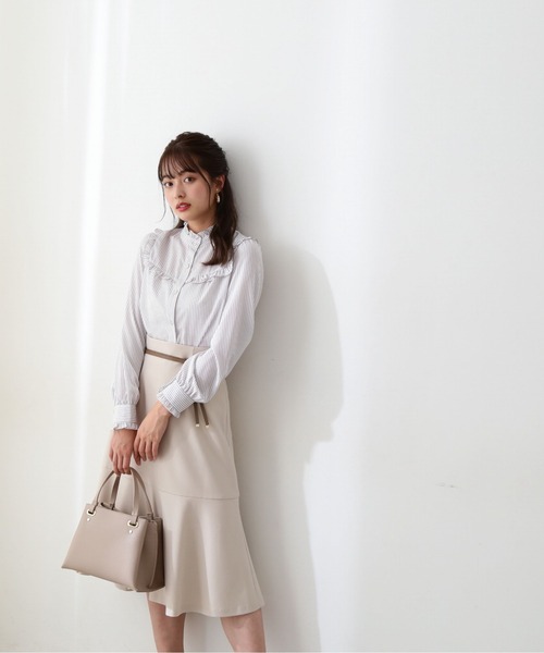 PROPORTION BODY DRESSING(プロポーションボディドレッシング)の「ストライプボウタイ付きブラウス / 1212110202(シャツ/ブラウス・レディース・パープル/グレー/ブラウン・SMALL/MEDIUM)」の8枚目の写真