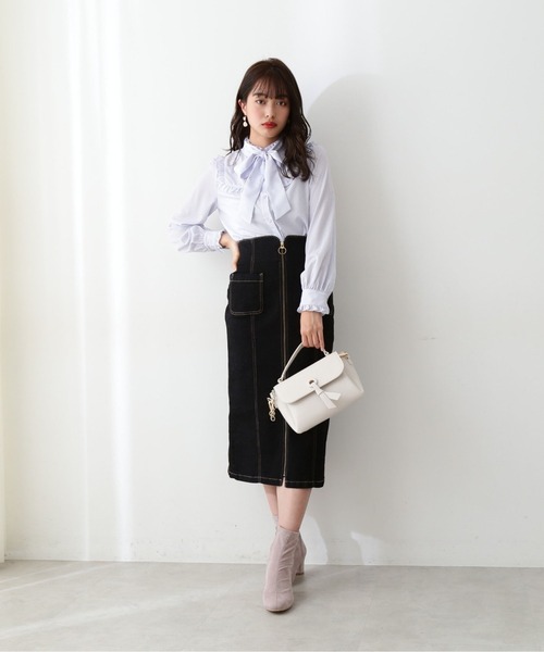 PROPORTION BODY DRESSING(プロポーションボディドレッシング)の「ストライプボウタイ付きブラウス / 1212110202(シャツ/ブラウス・レディース・パープル/グレー/ブラウン・SMALL/MEDIUM)」の12枚目の写真