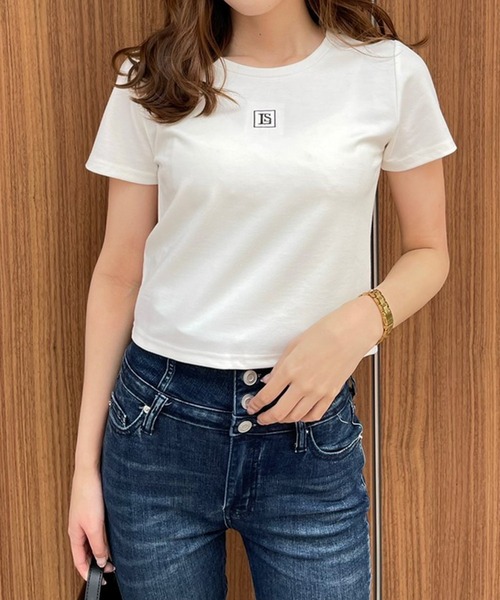 LIPSERVICE（リップサービス）の「LSポイントミニTシャツ（Tシャツ/カットソー・レディース・ホワイト/ブラック/ベージュ・FREE）」の2枚目の写真