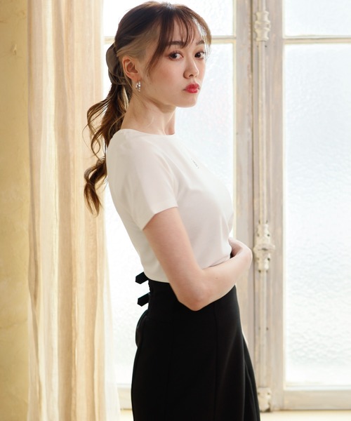 LIPSERVICE（リップサービス）の「LSポイントミニTシャツ（Tシャツ/カットソー・レディース・ホワイト/ブラック/ベージュ・FREE）」の7枚目の写真