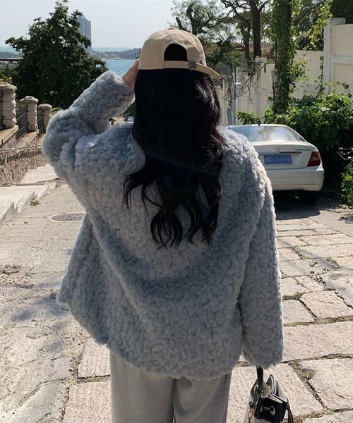 aimoha（アイモハ）の「ボアノーカラージャケット（ノーカラージャケット・レディース・ブラウン/オフホワイト/ブルー・FREE）」の22枚目の写真