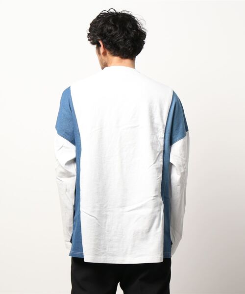 AFYF(エーエフワイエフ)の「AFYFDENIM MIX LST/ビッグシルエット デニムミックス オーバーサイズ ロンT(Tシャツ/カットソー・メンズ・ブラック/オフホワイト/インディゴブルー・FREE)」の8枚目の写真