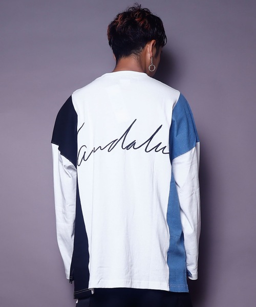 AFYF(エーエフワイエフ)の「AFYFDENIM MIX LST/ビッグシルエット デニムミックス オーバーサイズ ロンT(Tシャツ/カットソー・メンズ・ブラック/オフホワイト/インディゴブルー・FREE)」の21枚目の写真