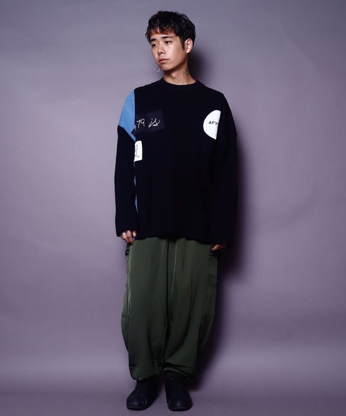 AFYF(エーエフワイエフ)の「AFYFDENIM MIX LST/ビッグシルエット デニムミックス オーバーサイズ ロンT(Tシャツ/カットソー・メンズ・ブラック/オフホワイト/インディゴブルー・FREE)」の20枚目の写真