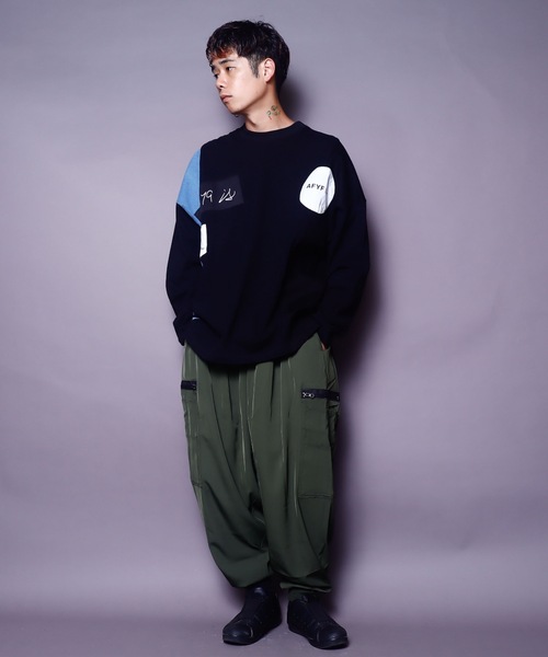 AFYF(エーエフワイエフ)の「AFYFDENIM MIX LST/ビッグシルエット デニムミックス オーバーサイズ ロンT(Tシャツ/カットソー・メンズ・ブラック/オフホワイト/インディゴブルー・FREE)」の19枚目の写真