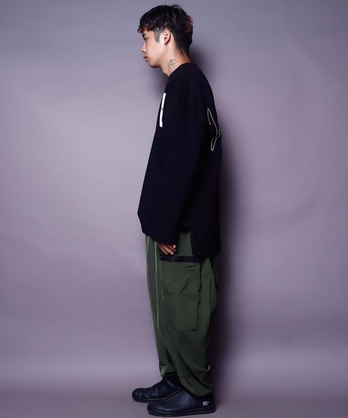 AFYF(エーエフワイエフ)の「AFYFDENIM MIX LST/ビッグシルエット デニムミックス オーバーサイズ ロンT(Tシャツ/カットソー・メンズ・ブラック/オフホワイト/インディゴブルー・FREE)」の17枚目の写真