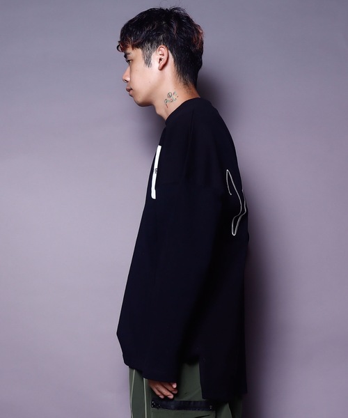 AFYF(エーエフワイエフ)の「AFYFDENIM MIX LST/ビッグシルエット デニムミックス オーバーサイズ ロンT(Tシャツ/カットソー・メンズ・ブラック/オフホワイト/インディゴブルー・FREE)」の11枚目の写真