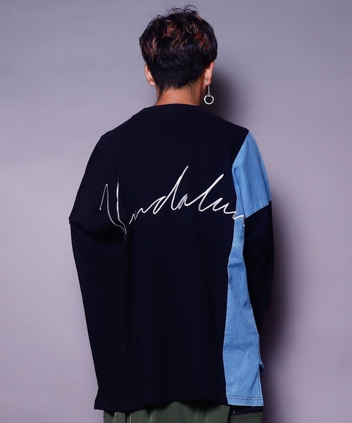 AFYF(エーエフワイエフ)の「AFYFDENIM MIX LST/ビッグシルエット デニムミックス オーバーサイズ ロンT(Tシャツ/カットソー・メンズ・ブラック/オフホワイト/インディゴブルー・FREE)」の10枚目の写真