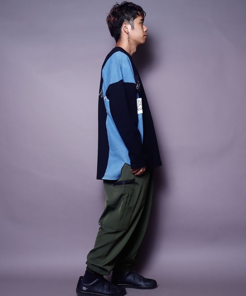 AFYF(エーエフワイエフ)の「AFYFDENIM MIX LST/ビッグシルエット デニムミックス オーバーサイズ ロンT(Tシャツ/カットソー・メンズ・ブラック/オフホワイト/インディゴブルー・FREE)」の15枚目の写真