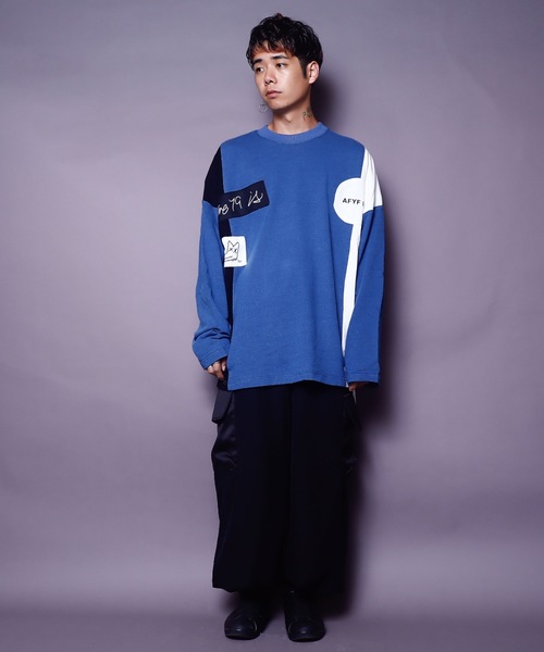 AFYF(エーエフワイエフ)の「AFYFDENIM MIX LST/ビッグシルエット デニムミックス オーバーサイズ ロンT(Tシャツ/カットソー・メンズ・ブラック/オフホワイト/インディゴブルー・FREE)」の22枚目の写真