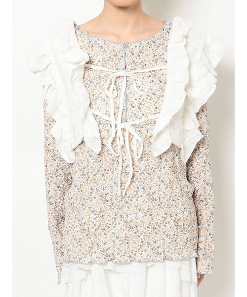 merry jenny（メリージェニー）の「レースフリルリボンビスチェ（その他トップス・レディース・オフホワイト/ブラック・FREE）」の4枚目の写真