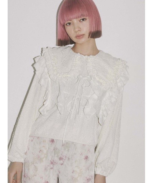 merry jenny（メリージェニー）の「レースフリルリボンビスチェ（その他トップス・レディース・オフホワイト/ブラック・FREE）」の2枚目の写真