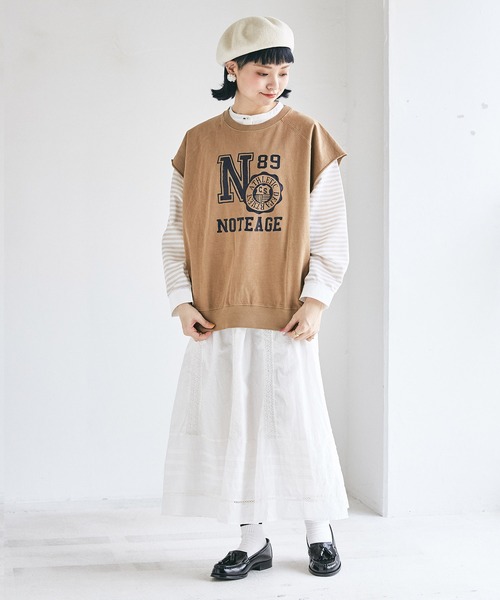 CUBE SUGAR（キューブシュガー）の「ピグメントカットオフグラフィックカレッジロゴベスト（Tシャツ/カットソー・レディース・チャコールグレー/ネイビー/マスタード/ピンク・M）」の15枚目の写真