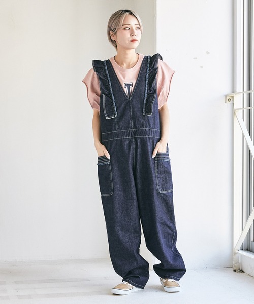 CUBE SUGAR（キューブシュガー）の「ピグメントカットオフグラフィックカレッジロゴベスト（Tシャツ/カットソー・レディース・チャコールグレー/ネイビー/マスタード/ピンク・M）」の18枚目の写真