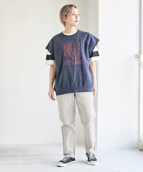 CUBE SUGAR（キューブシュガー）の「ピグメントカットオフグラフィックカレッジロゴベスト（Tシャツ/カットソー・レディース・チャコールグレー/ネイビー/マスタード/ピンク・M）」の16枚目の写真