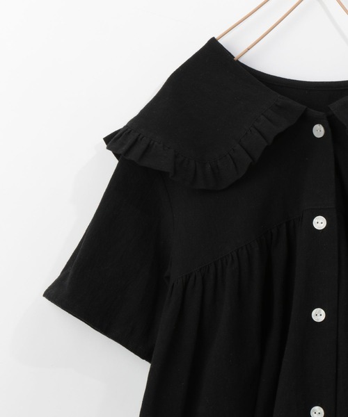 LOWRYS FARM（ローリーズファーム）の「コットンフリルカラーワンピース　266303（ワンピース・キッズ・ブラック/ブルー/ピンク/アイボリー・110cm/120cm/130cm/140cm/150cm）」の12枚目の写真